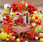 Crawfish Boil Party Supplies, 150pcs Crawfish Balloon Arch Garland Kit with Red Yellow Gold Latex Balloons, Crawfish Beer Lemo Foil Balloons