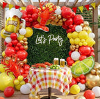 Crawfish Boil Party Supplies, 150pcs Crawfish Balloon Arch Garland Kit with Red Yellow Gold Latex Balloons, Crawfish Beer Lemo Foil Balloons