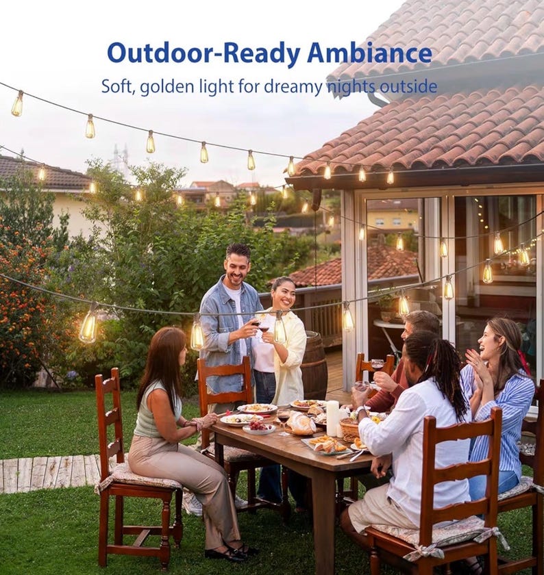 Outdoor String Lights 100FT with Remote, Waterproof Patio Lights, Dimmable Backyard Lights, Shatterproof Bulbs, Pergola Deck Garden Decor