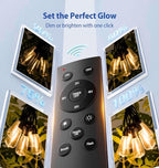 Outdoor String Lights 100FT with Remote, Waterproof Patio Lights, Dimmable Backyard Lights, Shatterproof Bulbs, Pergola Deck Garden Decor