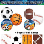 191 PCS Sports Birthday Party Decorations Includes Plates, Napkins, Cups, Knives, Forks, Banner, Cake & Cupcake Toppers, Sports Themed Party