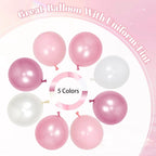 Pink Birthday Decorations with Pearl White Light Pearl Metallic Pink Foil Balloons Fringe Curtain Banner for Happy Birthday Decorations