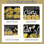 Graduation Decorations 2026 Black and Gold Balloon Boxes with Letters , Large Class of 2026 Backdrop Banner , 70pcs Balloon Garland Arch Kit