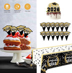 Graduation Decorations 2026 Black and Gold Balloon Boxes with Letters , Large Class of 2026 Backdrop Banner , 70pcs Balloon Garland Arch Kit