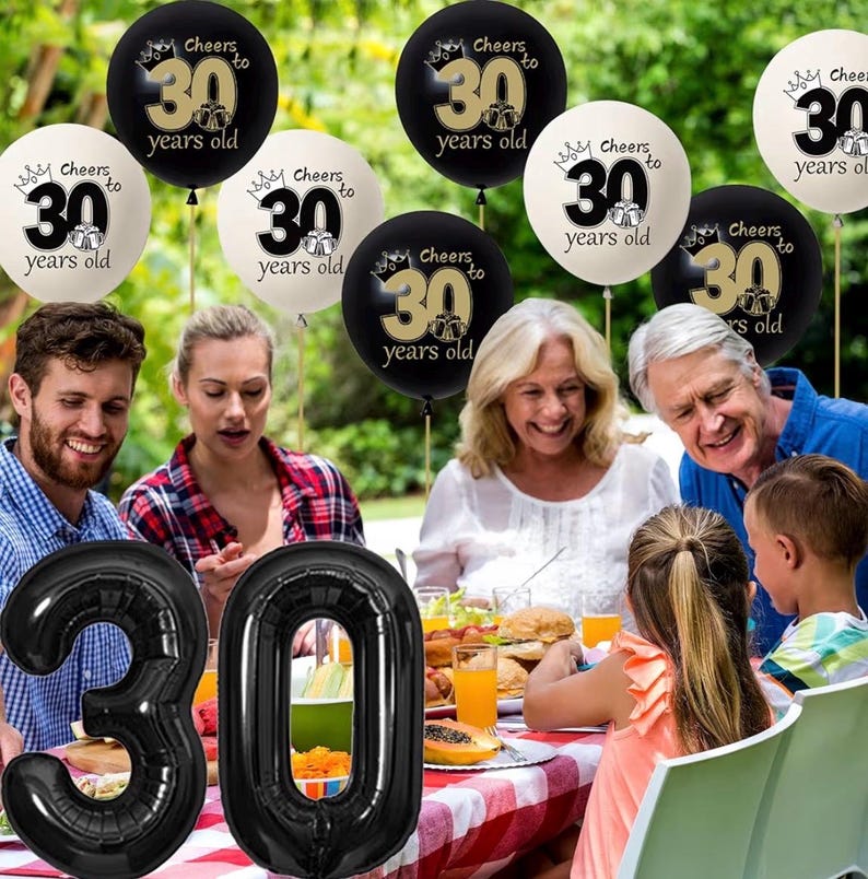 30th Birthday Party Decorations for Men Women, Vintage Back in 1996 Banner, Black 30 Number Balloons & Cake Topper, Vintage 1996 30 Birthday