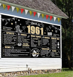 65th Birthday Decorations Back in 1961 Banner Backdrop for Women Men, Black Gold Happy 65 Birthday Sign Poster Party Supplies,65 Years Old