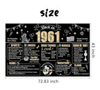65th Birthday Decorations Back in 1961 Banner Backdrop for Women Men, Black Gold Happy 65 Birthday Sign Poster Party Supplies,65 Years Old