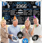 Back in 1966 Birthday Decorations for Men, 20PCS Black Blue 60th Birthday Party Supplies, Blue Back in 1966 Poster Banner, Sash, Cake Topper
