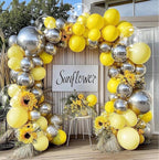 Yellow Balloon Arch Kit, Double Stuffed Pastel Yellow Sliver Metallic Balloon Garland Clear Bobo Balloons for Wedding Baby Shower Birthday