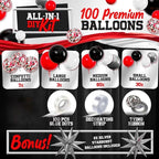 ALL-IN-1 Red Black and White Balloon Arch Kit for Red and Black Birthday Party Decorations – Red and Black Balloons for White Black and Red