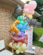 Cute Animal Balloon Garland Arch, 152Pcs Colorful Balloons with Zebra Elephant Giraffe and Lion Foil Balloons for Baby Shower Kids Woodland