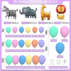 Cute Animal Balloon Garland Arch, 152Pcs Colorful Balloons with Zebra Elephant Giraffe and Lion Foil Balloons for Baby Shower Kids Woodland
