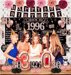 30th Birthday Decorations for Women,21pcs the Year 1996 Banner Balloon Party Supplies, Rose Gold 30 Year Old Birthday Backdrop, 30 Bday Sash