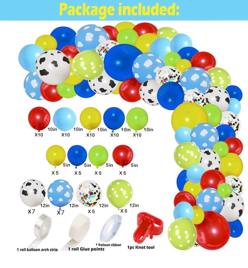 Cartoon Story 4th Birthday Party Supplies Reach Four The Sky Birthday Decorations include Balloon Arch kits Backdrop Banner Cake Topper