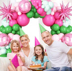 Pink Green Balloon Arch Garland Kit with Star Foil Balloons 4D Round Ball Balloons for Woodland Baby Shower Wedding Tropical Safari Birthday