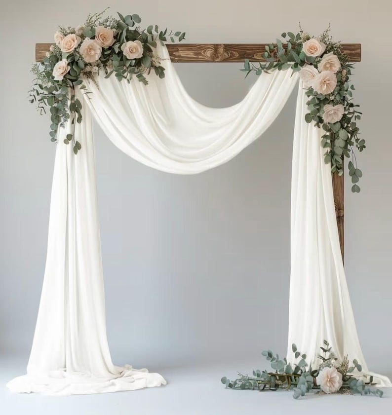 Wedding Arch Draping Fabric 1 Panel 29"x 20FT Ivory Sheer Chiffon Backdrop Drapes for Wedding Ceremony Birthday Party Bridal Shower Outdoor