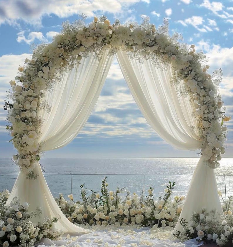 Wedding Arch Draping Fabric 1 Panel 29"x 20FT Ivory Sheer Chiffon Backdrop Drapes for Wedding Ceremony Birthday Party Bridal Shower Outdoor