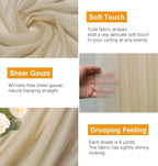 Wedding Arch Draping Fabric 1 Panel 28.7" x 20FT Champagne Sheer Chiffon Backdrop Drapes for Wedding Ceremony Birthday Party Bridal Shower