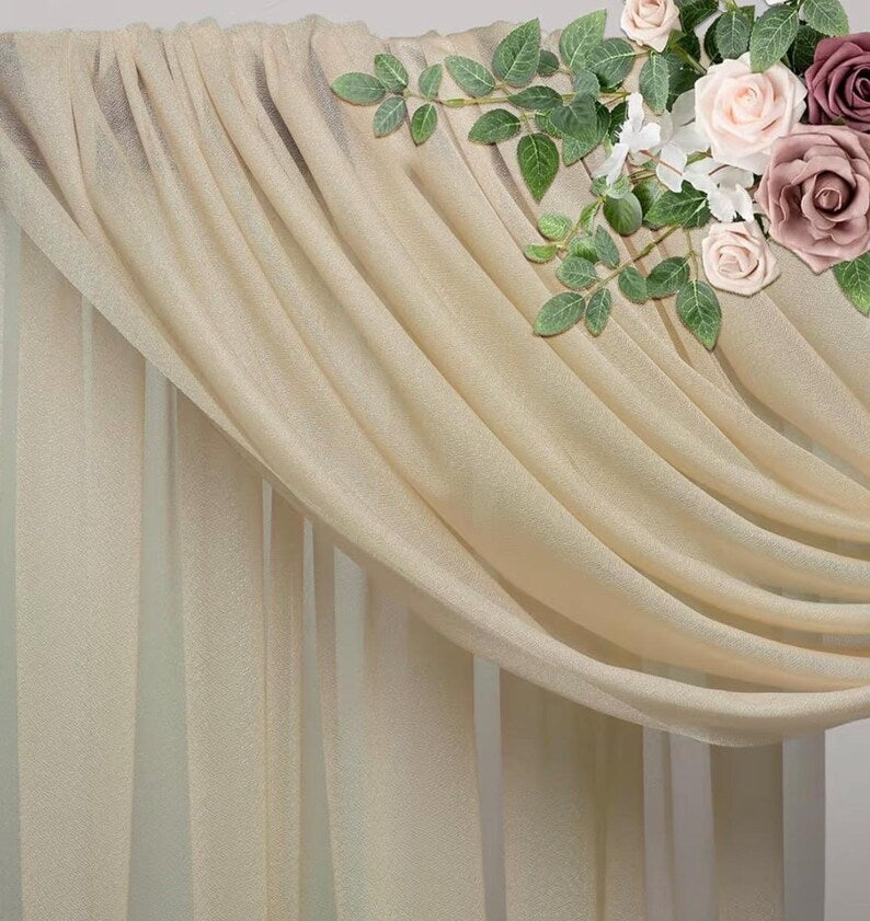 Wedding Arch Draping Fabric 1 Panel 28.7" x 20FT Champagne Sheer Chiffon Backdrop Drapes for Wedding Ceremony Birthday Party Bridal Shower