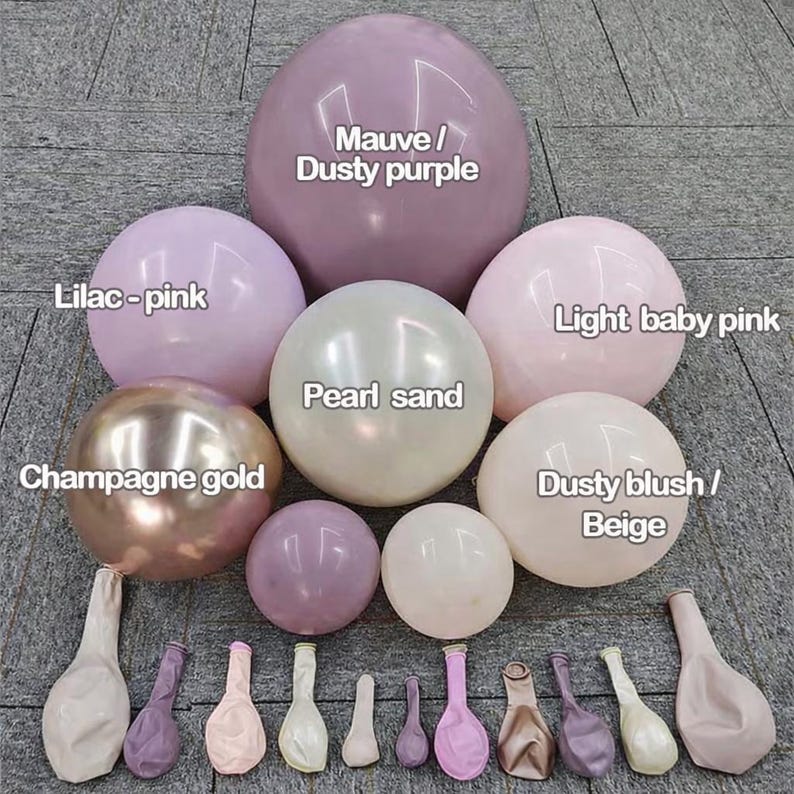 Dusty Purple Pink Balloon Arch Kit, Double Stuffed Lavender White Sand Pearl Balloon Garland with Pastel Pink Lilac Blush Gold Latex