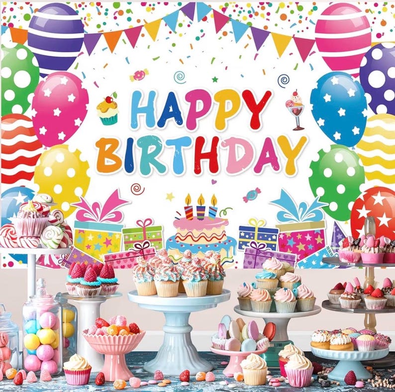 Birthday Decorations Kit, Happy Birthday Party Banner, Honeycomb Balls, Metallic Hanging Swirls, Circle Garland, Colorful Party Decorations