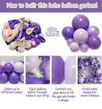 Purple Balloon Garland Kit - Double Stuffed Dark Purple Lavender Balloon Arch Latex Pearl Lilac Color for Baby Shower Birthday Butterfly
