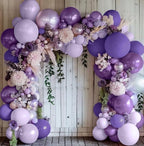 Purple Balloon Garland Kit - Double Stuffed Dark Purple Lavender Balloon Arch Latex Pearl Lilac Color for Baby Shower Birthday Butterfly