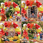 Crawfish Boil Party Supplies, 150pcs Crawfish Balloon Arch Garland Kit with Red Yellow Gold Latex Balloons, Crawfish Beer Lemo Foil Balloons