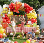 Crawfish Boil Party Supplies, 150pcs Crawfish Balloon Arch Garland Kit with Red Yellow Gold Latex Balloons, Crawfish Beer Lemo Foil Balloons