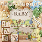 Classic Winnie Bear Baby Shower Decorations, Neutral All-In-One Pooh Baby Shower Balloon Arch Baby Boxes Backdrop Banner Tablecloth …