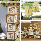 Classic Winnie Bear Baby Shower Decorations, Neutral All-In-One Pooh Baby Shower Balloon Arch Baby Boxes Backdrop Banner Tablecloth …