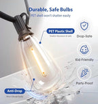 Outdoor String Lights 100FT with Remote, Waterproof Patio Lights, Dimmable Backyard Lights, Shatterproof Bulbs, Pergola Deck Garden Decor