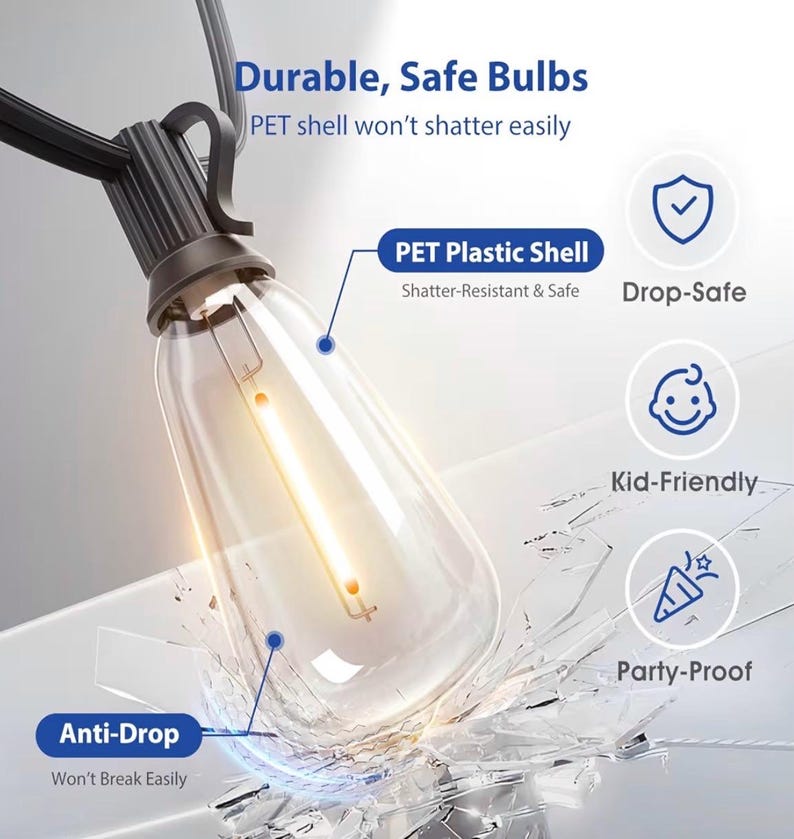 Outdoor String Lights 100FT with Remote, Waterproof Patio Lights, Dimmable Backyard Lights, Shatterproof Bulbs, Pergola Deck Garden Decor