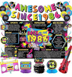 40th Birthday Decorations for Men Women - Back in 1986 Backdrop, Awesome Since 1986 Banner, Hanging Swirls, Honeycomb Centerpieces