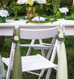 24 Set Large Wedding Aisle Decorations 31.5in. for Chair Hydrangea/Gardenia Flowers with Long Tulle Tails,Church Pew Wedding Decor for Bench