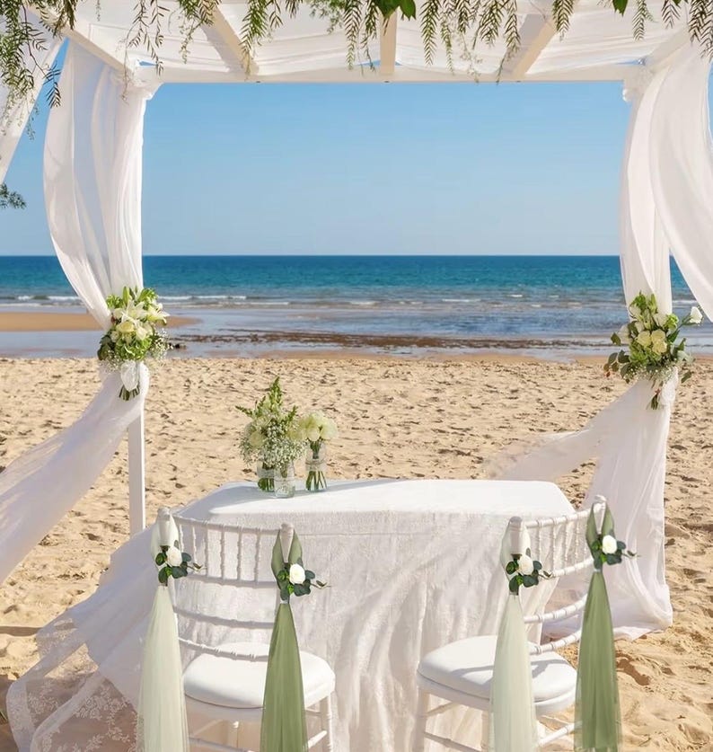 24 Set Large Wedding Aisle Decorations 31.5in. for Chair Hydrangea/Gardenia Flowers with Long Tulle Tails,Church Pew Wedding Decor for Bench