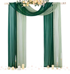 Wedding Arch Draping Fabric 29" x 20Ft 2 Panels Emerald Green and Sage Sheer Outdoor Curtain Drapes Extra Long for Bridal Baby Shower Bday