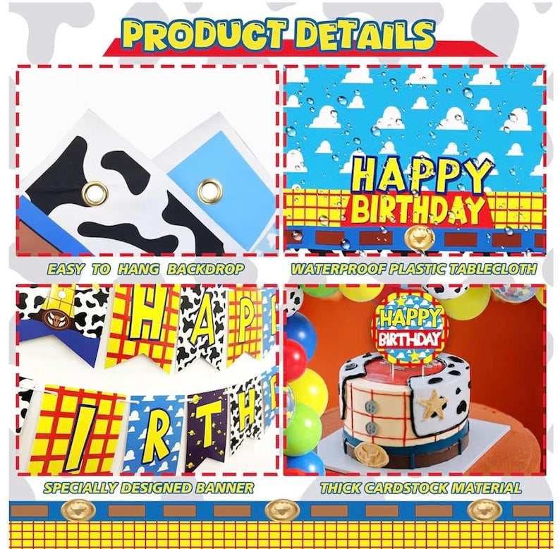 Two Infinity and Beyond Birthday Decorations Cartoon Story 2nd Birthday Party Supplies Include Balloon Arch Banner Backdrop Tablecloth Crown