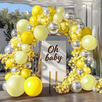 Yellow Balloon Arch Kit, Double Stuffed Pastel Yellow Sliver Metallic Balloon Garland Clear Bobo Balloons for Wedding Baby Shower Birthday