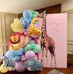 Cute Animal Balloon Garland Arch, 152Pcs Colorful Balloons with Zebra Elephant Giraffe and Lion Foil Balloons for Baby Shower Kids Woodland