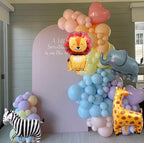 Cute Animal Balloon Garland Arch, 152Pcs Colorful Balloons with Zebra Elephant Giraffe and Lion Foil Balloons for Baby Shower Kids Woodland