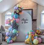 Cute Animal Balloon Garland Arch, 152Pcs Colorful Balloons with Zebra Elephant Giraffe and Lion Foil Balloons for Baby Shower Kids Woodland