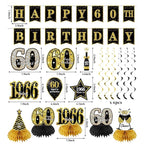 60th Birthday Decorations for Men Women, 21pcs the Year 1966 Banner Balloon Party Supplies, Black Gold 60 Year Old Birthday Backdrop
