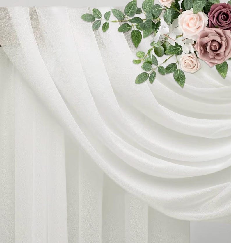 Wedding Arch Draping Fabric 1 Panel 29"x 20FT Ivory Sheer Chiffon Backdrop Drapes for Wedding Ceremony Birthday Party Bridal Shower Outdoor