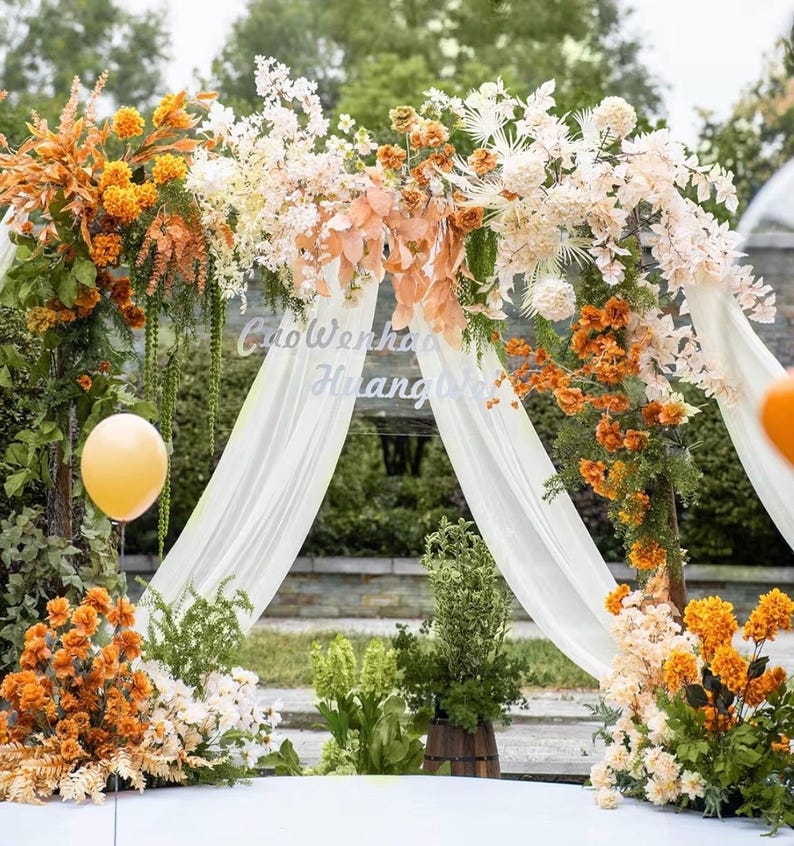 Wedding Arch Draping Fabric 1 Panel 29"x 20FT Ivory Sheer Chiffon Backdrop Drapes for Wedding Ceremony Birthday Party Bridal Shower Outdoor
