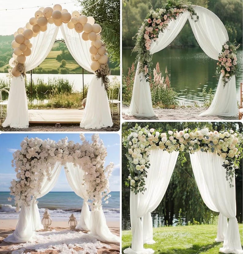 Wedding Arch Draping Fabric 1 Panel 29"x 20FT Ivory Sheer Chiffon Backdrop Drapes for Wedding Ceremony Birthday Party Bridal Shower Outdoor