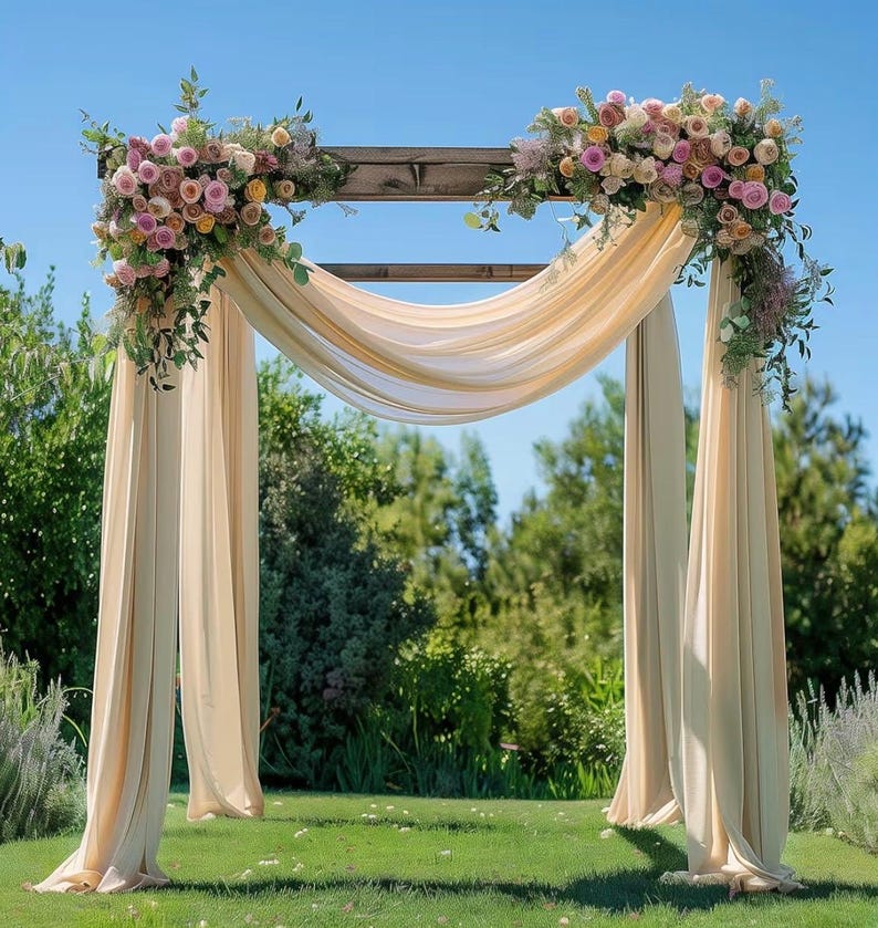 Wedding Arch Draping Fabric 1 Panel 28.7" x 20FT Champagne Sheer Chiffon Backdrop Drapes for Wedding Ceremony Birthday Party Bridal Shower
