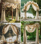 Wedding Arch Draping Fabric 1 Panel 28.7" x 20FT Champagne Sheer Chiffon Backdrop Drapes for Wedding Ceremony Birthday Party Bridal Shower