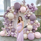 Dusty Purple Pink Balloon Arch Kit, Double Stuffed Lavender White Sand Pearl Balloon Garland with Pastel Pink Lilac Blush Gold Latex