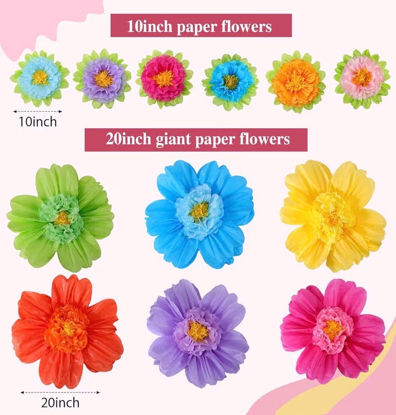 Large Colorful Tissue Paper Flowers Giant Fiesta Paper Pom Poms Mexican Birthday Decorations for Wall Wedding Backdrop Centerpiece Party